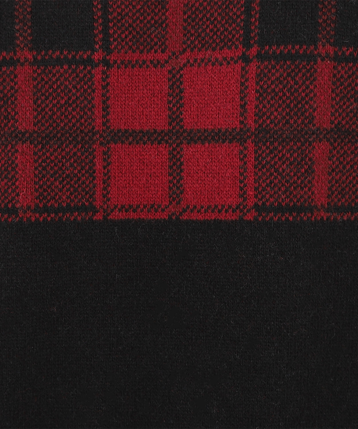 【SALE/50%OFF】ダブルジャカード レッドチェック クルーネックニット