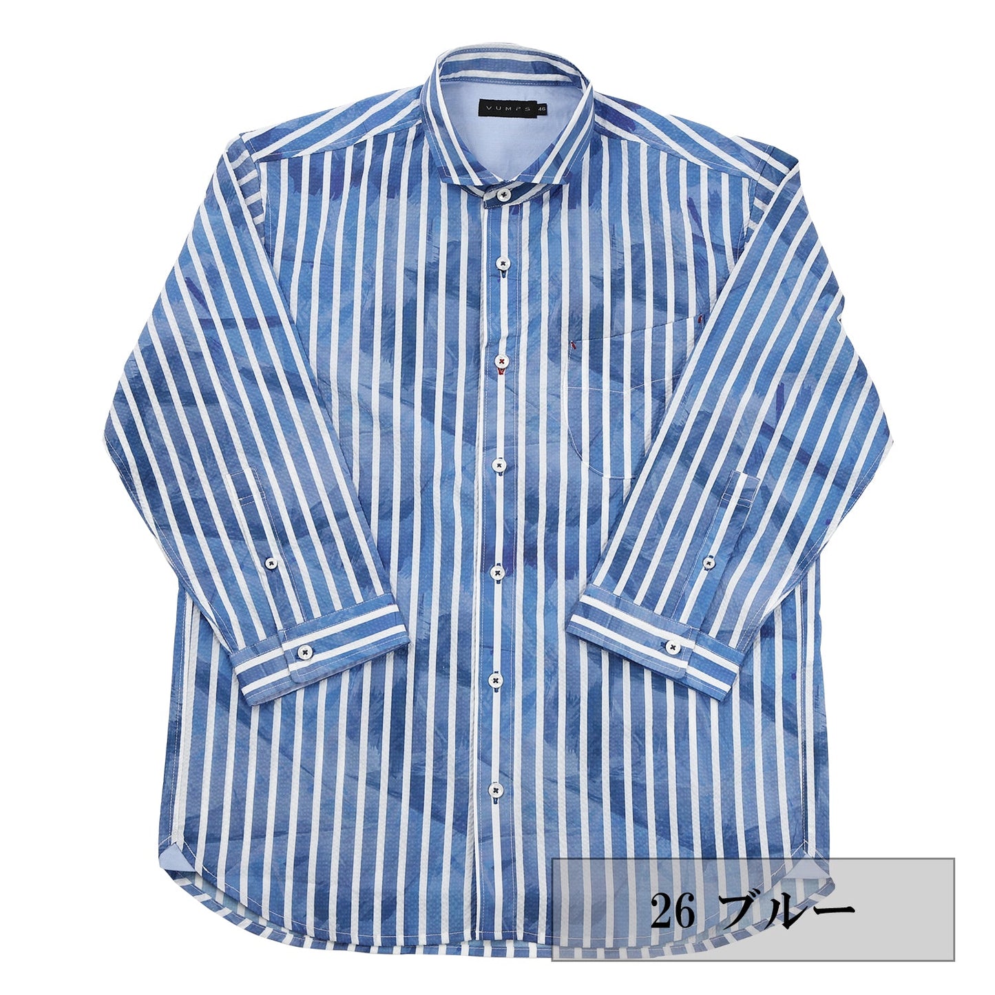 【SALE／20％OFF】SOLOTEX  ストライププリント七分袖シャツ