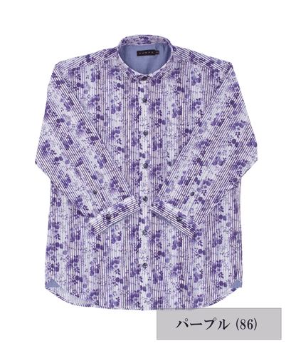 【MORESALE／50%OFF】サッカーフラワープリント 七分袖シャツ