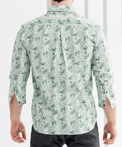 【MORESALE／50%OFF】サッカーフラワープリント 七分袖シャツ
