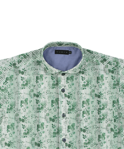 【MORESALE／50%OFF】サッカーフラワープリント 七分袖シャツ
