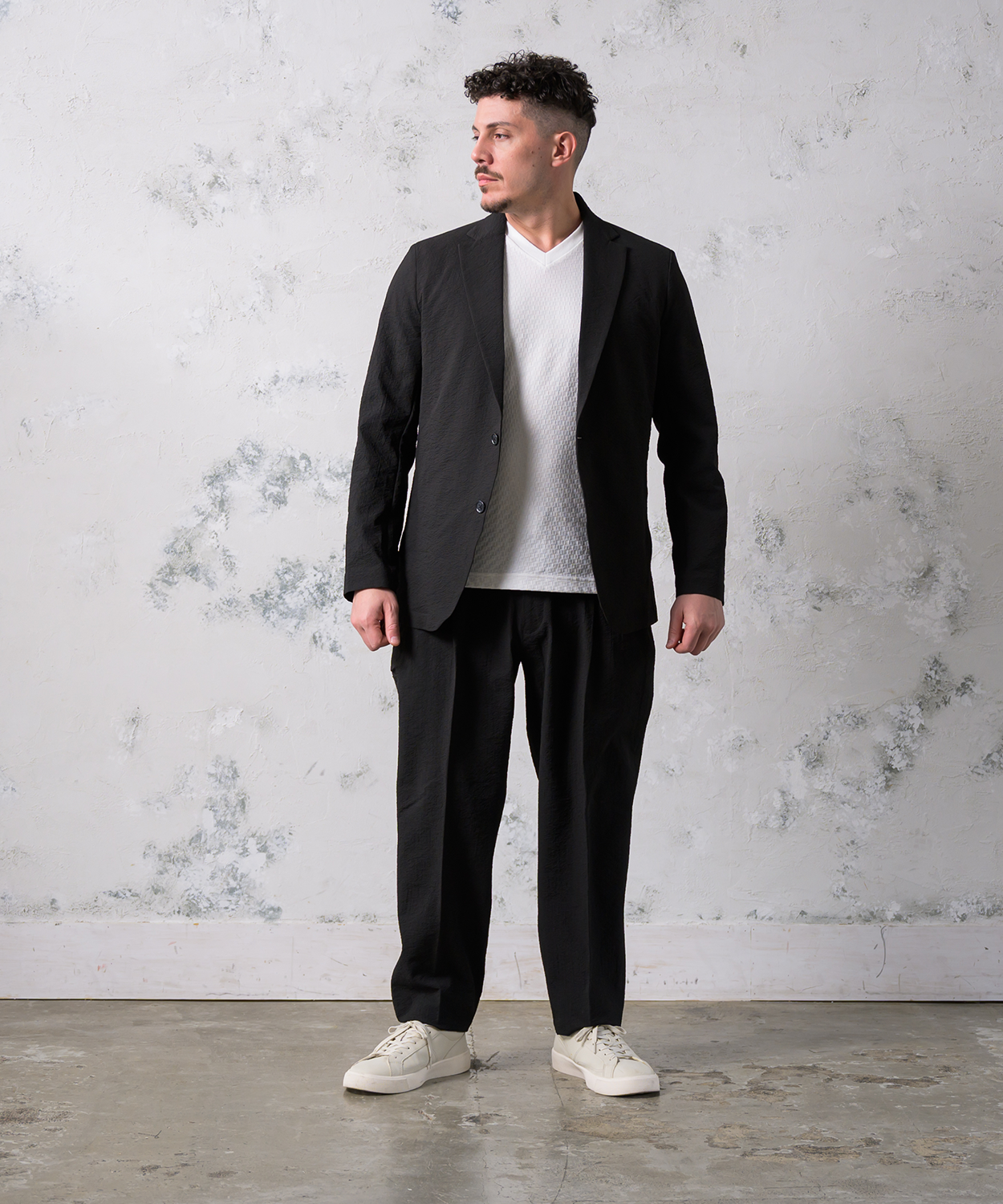 【SALE30％OFF】裏地なし1枚仕立て ストレッチサッカー 無地ジャケット ｜ 軽量で風通しが良いサマーアウター