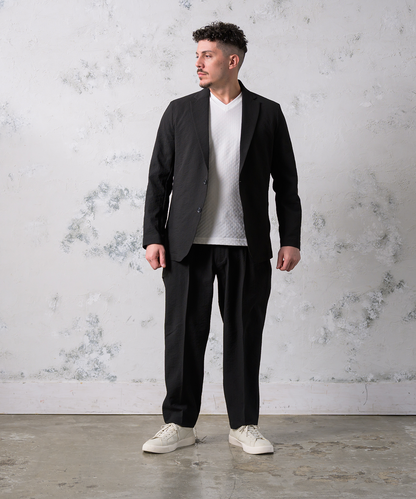 【SALE30％OFF】裏地なし1枚仕立て ストレッチサッカー 無地ジャケット ｜ 軽量で風通しが良いサマーアウター