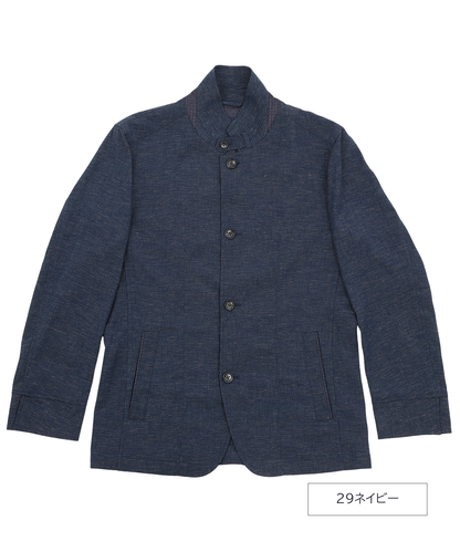 【SALE20％OFF】ストレッチマイヤー 2wayジャケット メンズ｜開襟・立ち襟 切替 大人カジュアル