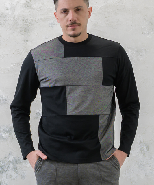 【日本製】 異素材切替ロングスリーブTシャツ