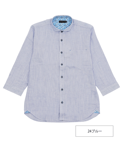 【SALE20％OFF】綿麻シャンブレー 七分袖スイングシャツ メンズ｜ベタつかない 爽やか 涼感