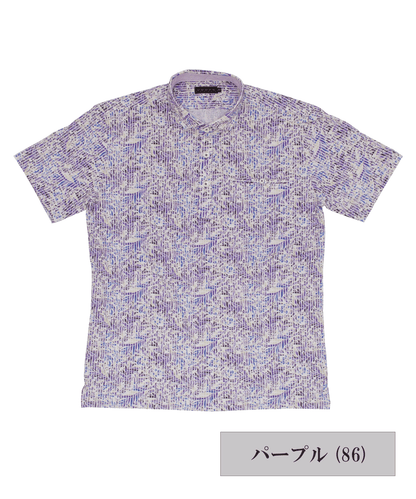 ニットサッカー リーフプリント 半袖ポロシャツ #VUMPS traveller