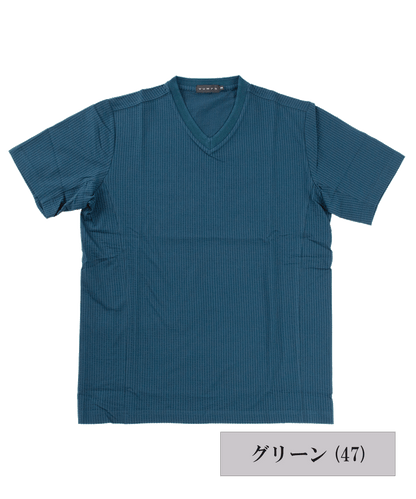 ニットサッカー VネックTシャツ