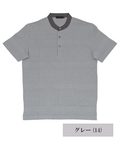 【SALE／50%OFF】サイロ杢 リンクスジャカード ヘンリーネックTシャツ