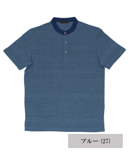 【SALE／50%OFF】サイロ杢 リンクスジャカード ヘンリーネックTシャツ
