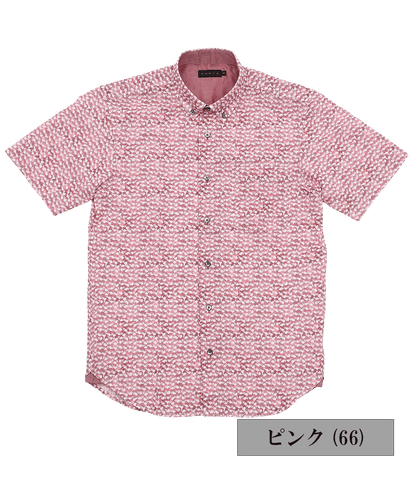 【SALE／30%OFF】サッカーリーフプリント 半袖BDシャツ