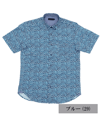 【SALE／30%OFF】サッカーリーフプリント 半袖BDシャツ