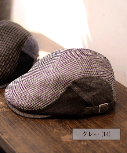 ハウンドトゥース切替 ハンチングキャップ