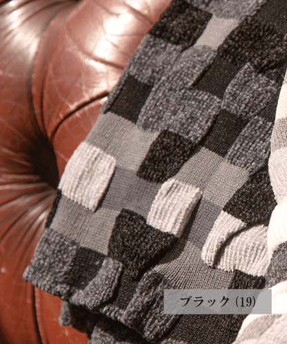 ランダム格子ニット スリットイン コンパクトマフラー