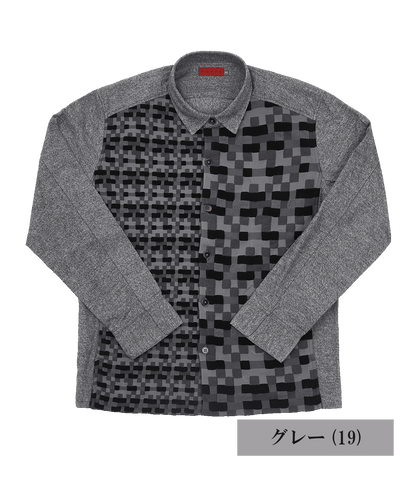 VUMPS RED ニット異素材切替 シャツアウター