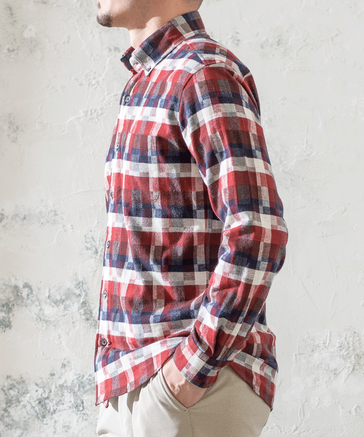 ネルランダムチェック BDシャツ