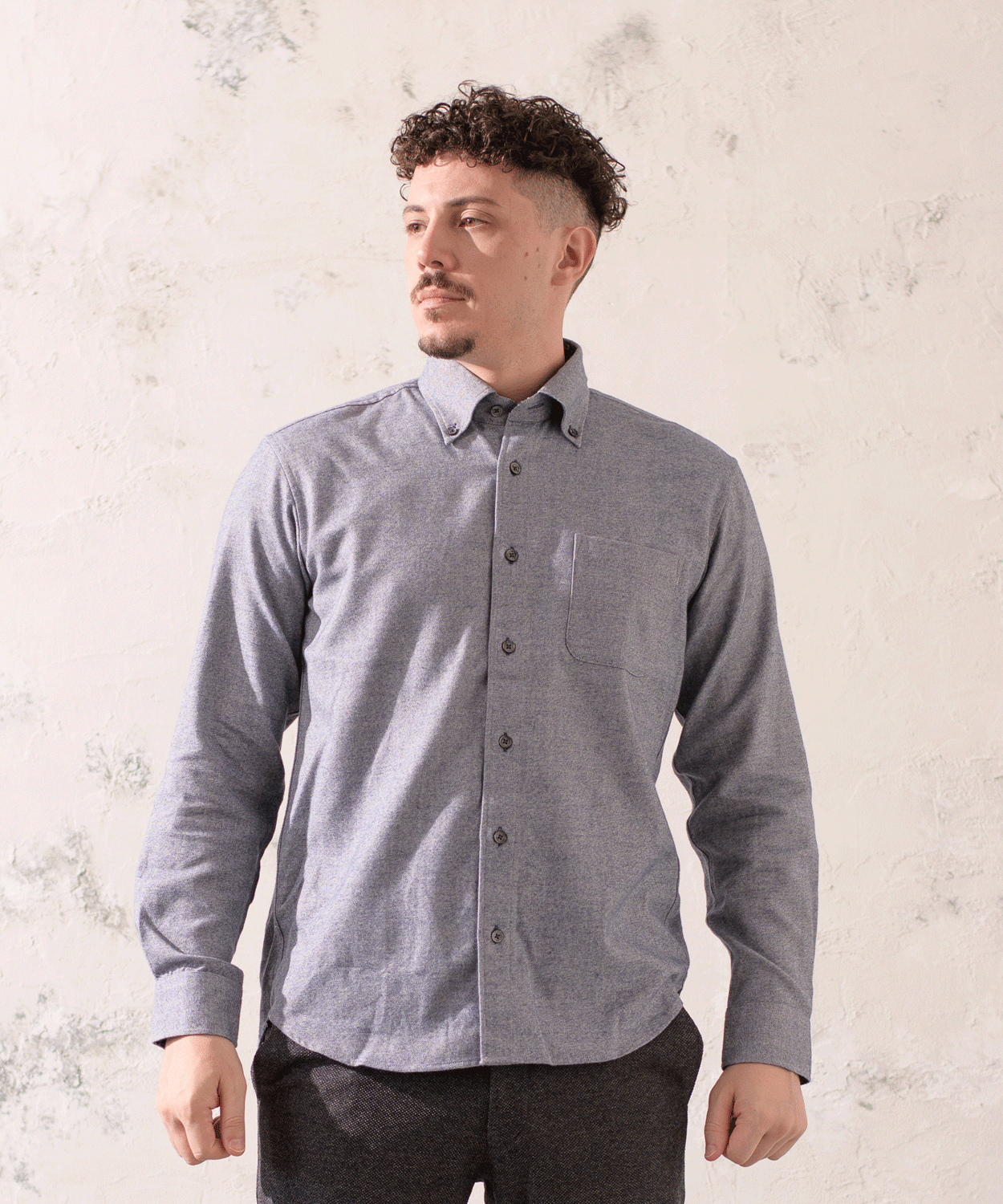 トップ杢 ネルへリンボン BDシャツ