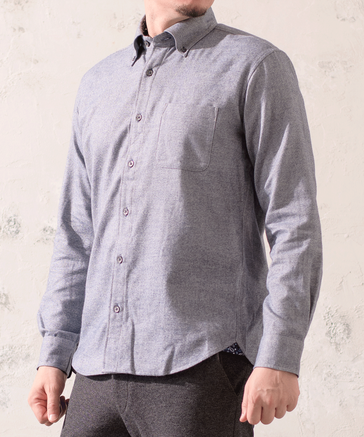 トップ杢 ネルへリンボン BDシャツ