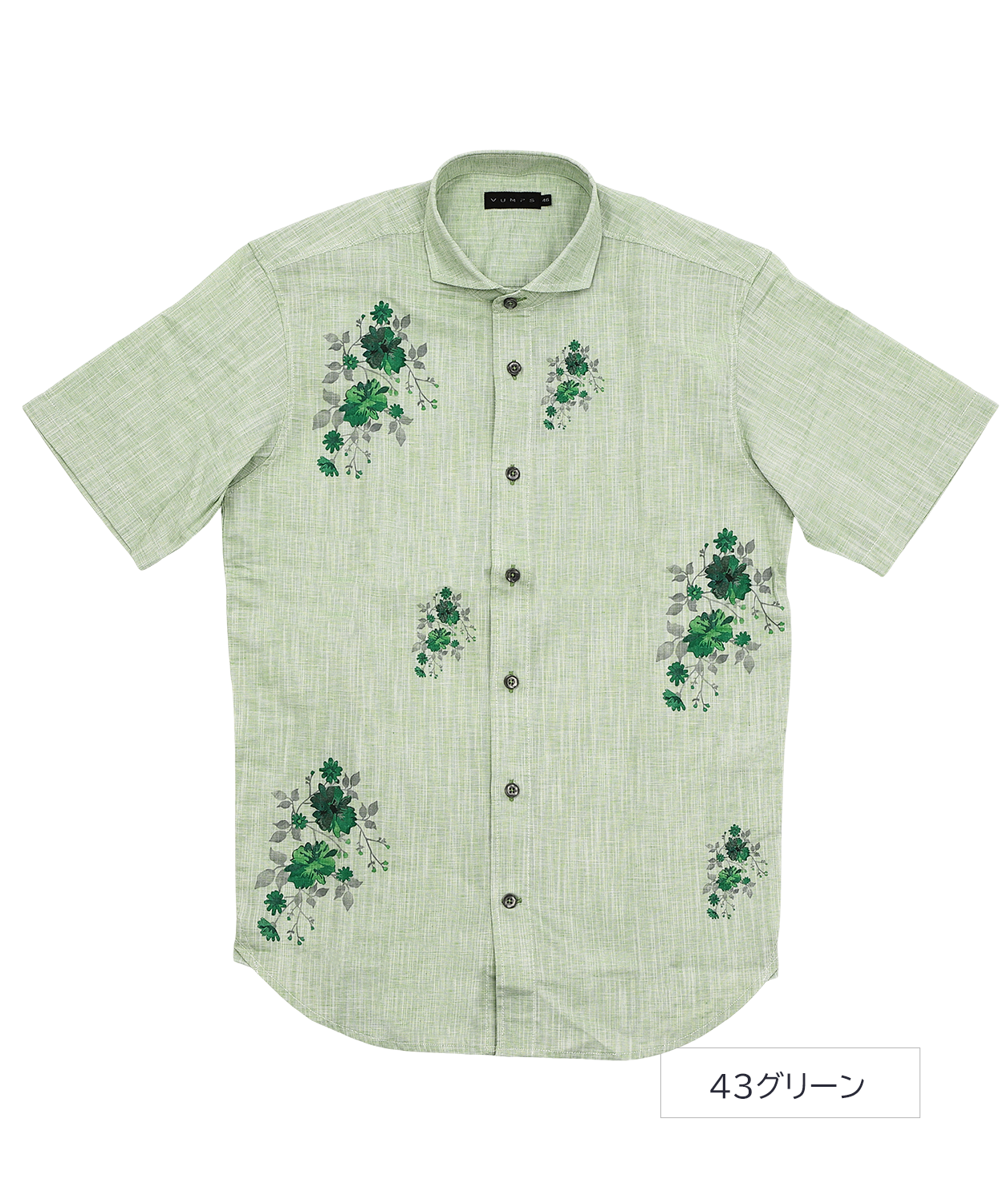 男らしさと、華やかさと。綿麻スラブシャンブレー・フラワープリントシャツ