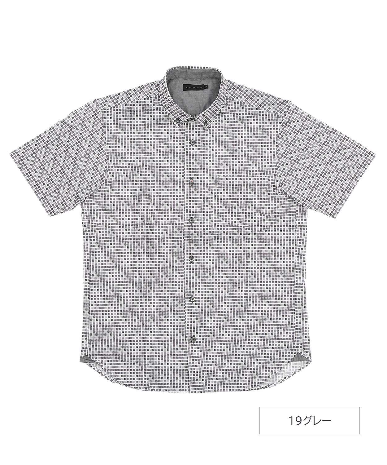 【SALE20％OFF】【夏を制する清潔感】サッカー ミニスクエアプリント BDシャツ ｜ 蒸れない・シワになりにくい・速乾