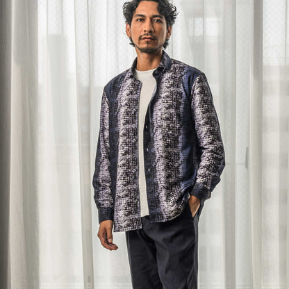 【動きやすい一枚】ジャージグラデーションプリントシャツ メンズ｜ストレッチ 長袖