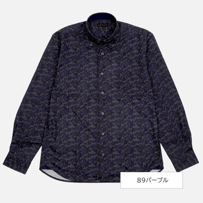 【柔らかく型崩れしにくい】フラワー柄トリコットニットシャツ