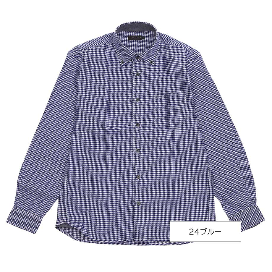 フランネル千鳥格子シャツ メンズ 綿100%｜BDシャツ 冬