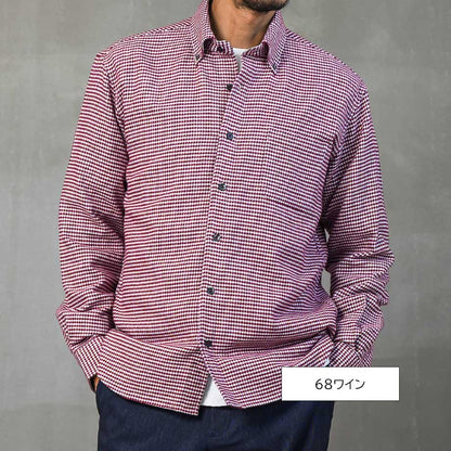 フランネル千鳥格子シャツ メンズ 綿100%｜BDシャツ 冬