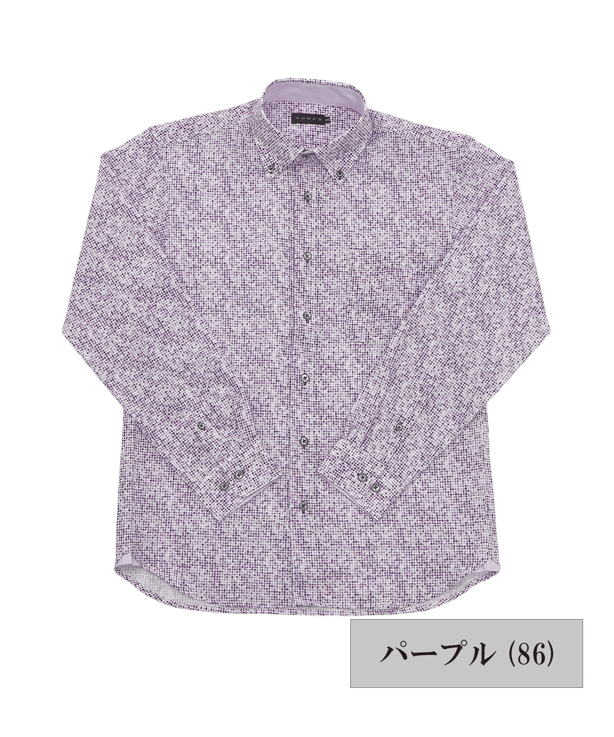 サッカー小紋柄プリント BDシャツ