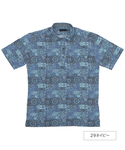 【SALE30％OFF】【日常に華を添える】ニットサッカー フラワープリント ポロ ｜ 驚きの伸縮性と、爽やかな「肌離れの良さ」を楽しむ一着