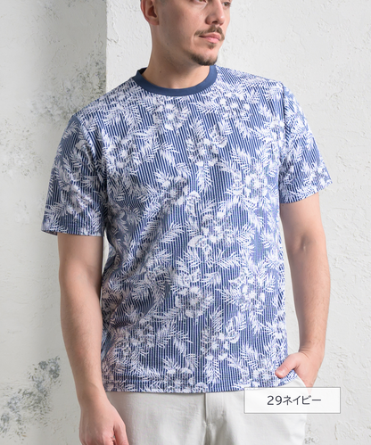 【再値下げ】【SALE50％OFF】夏に、洗練されたリゾートを。ニットサッカー・ハイビスカスTシャツ