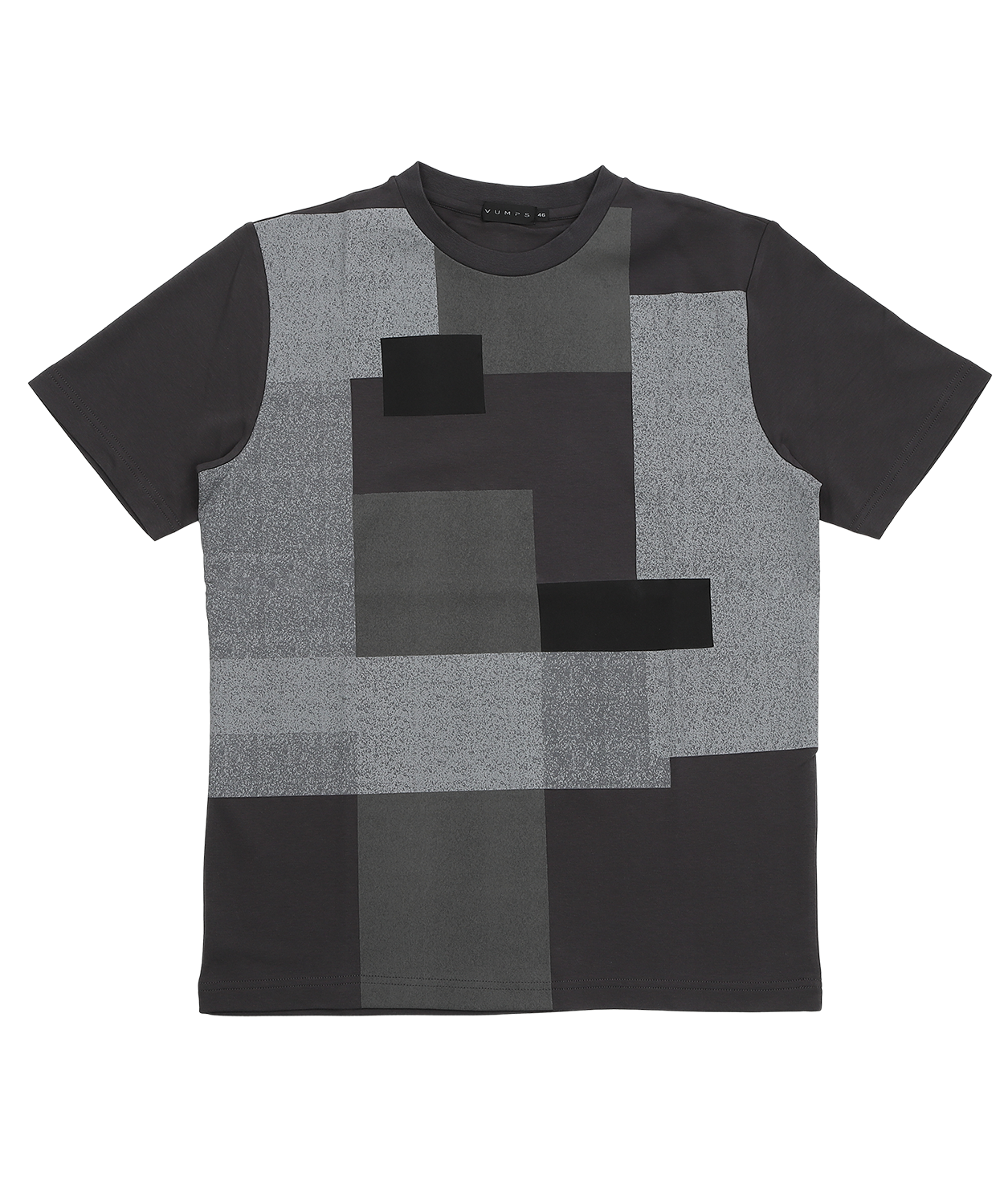 【洗練のジオメトリック】スムース ブロック柄Tシャツ ｜ シルクのような滑らかさと、陰影で魅せる大人の格子デザイン