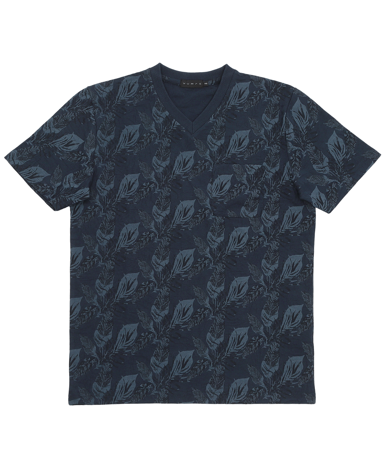 【陰影に魅せる花柄】リンクスフラワープリント VネックTシャツ｜1枚でサマになる大人の艶感カットソー