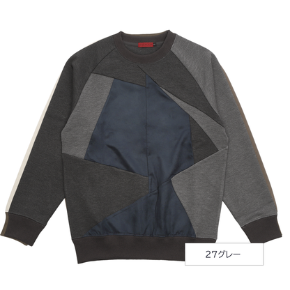 異素材切替クルーネック メンズ｜アシンメトリー デザイン