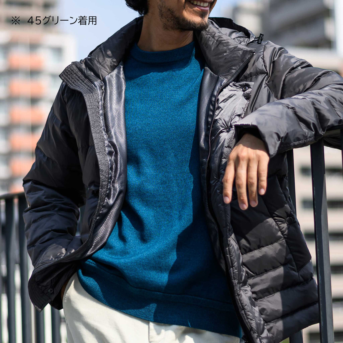 【上品なフェード感】スノー加工天竺クルーネックニット