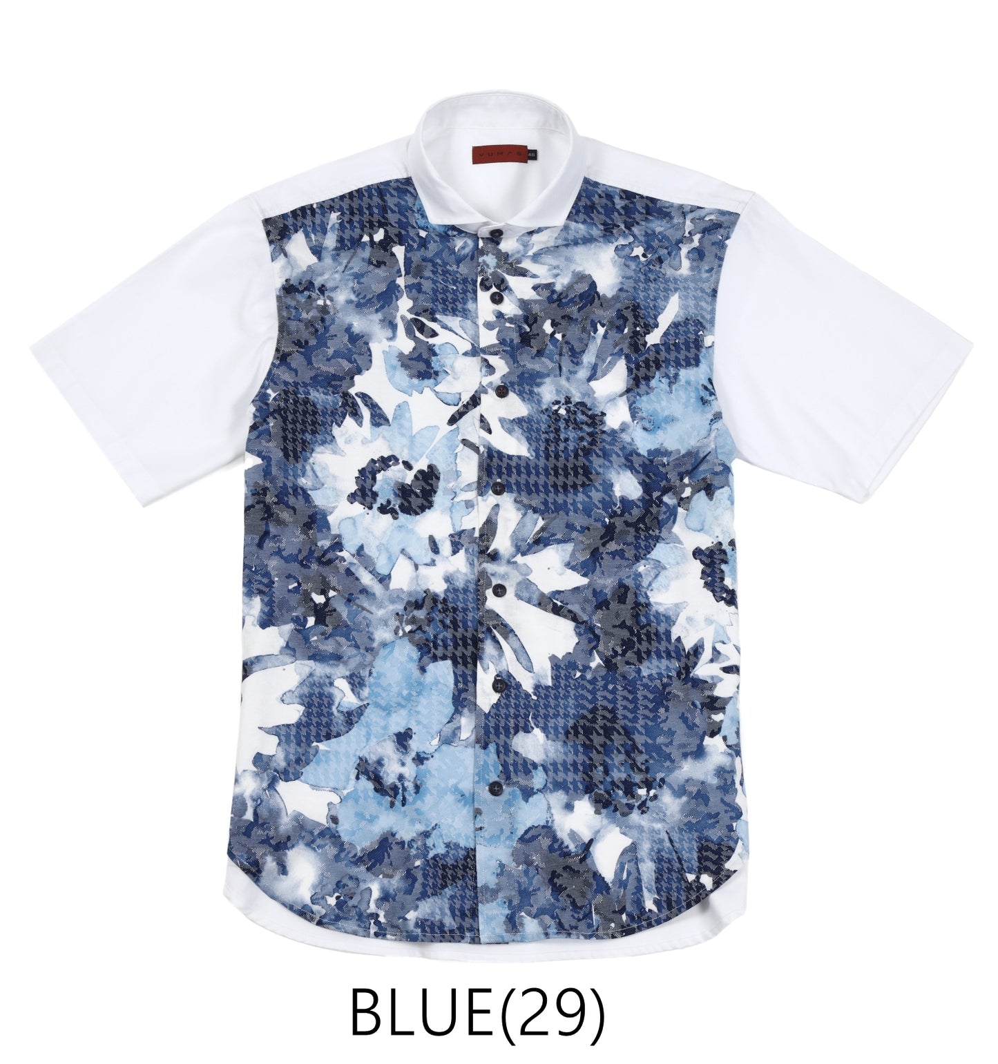 【SALE／50％OFF】VUMPS RED カモフラ千鳥ジャカード半袖シャツ (BLUE / PINK)
