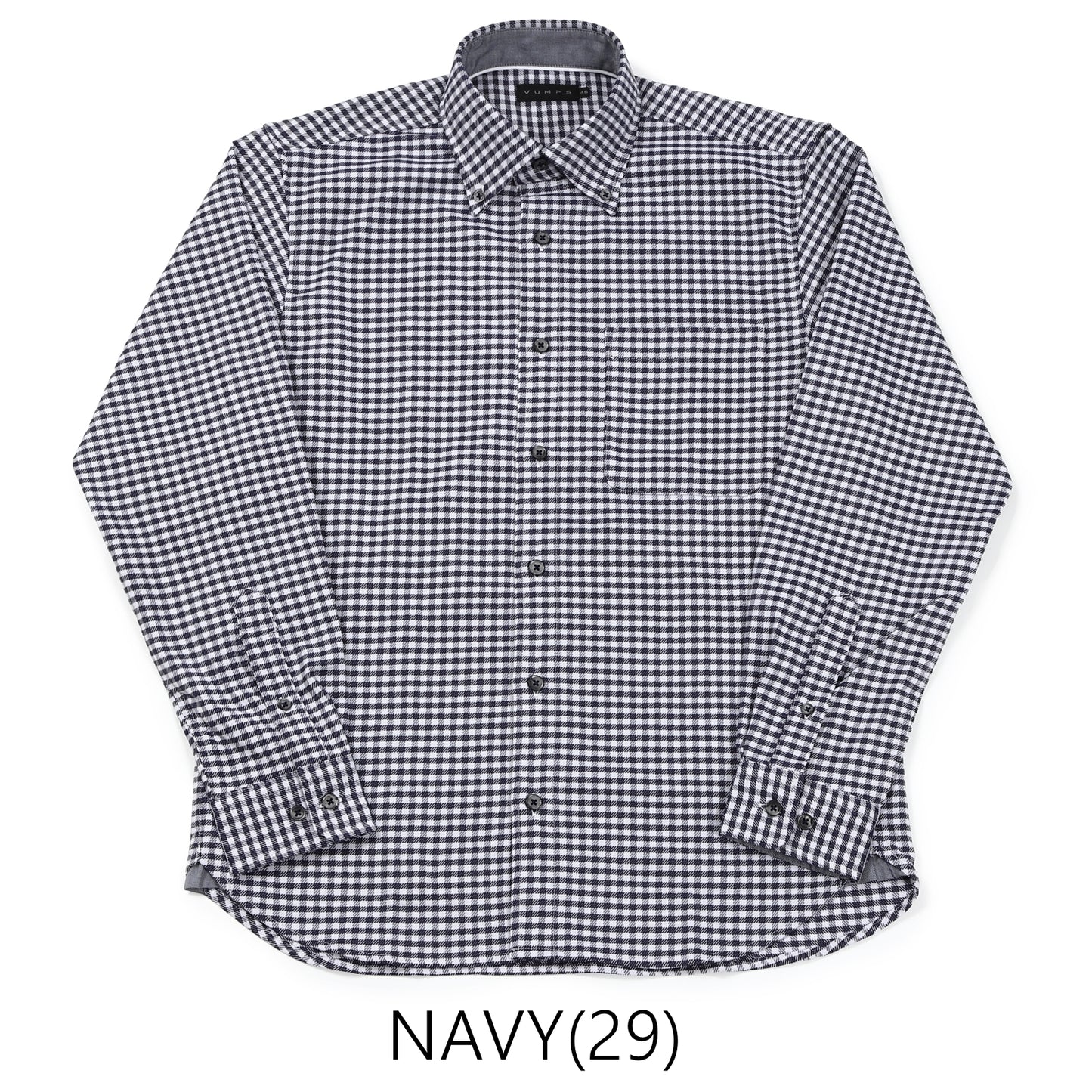 【SALE／20％OFF】VUMPS ギンガムチェック  BDシャツ（NAVY / PURPLE）