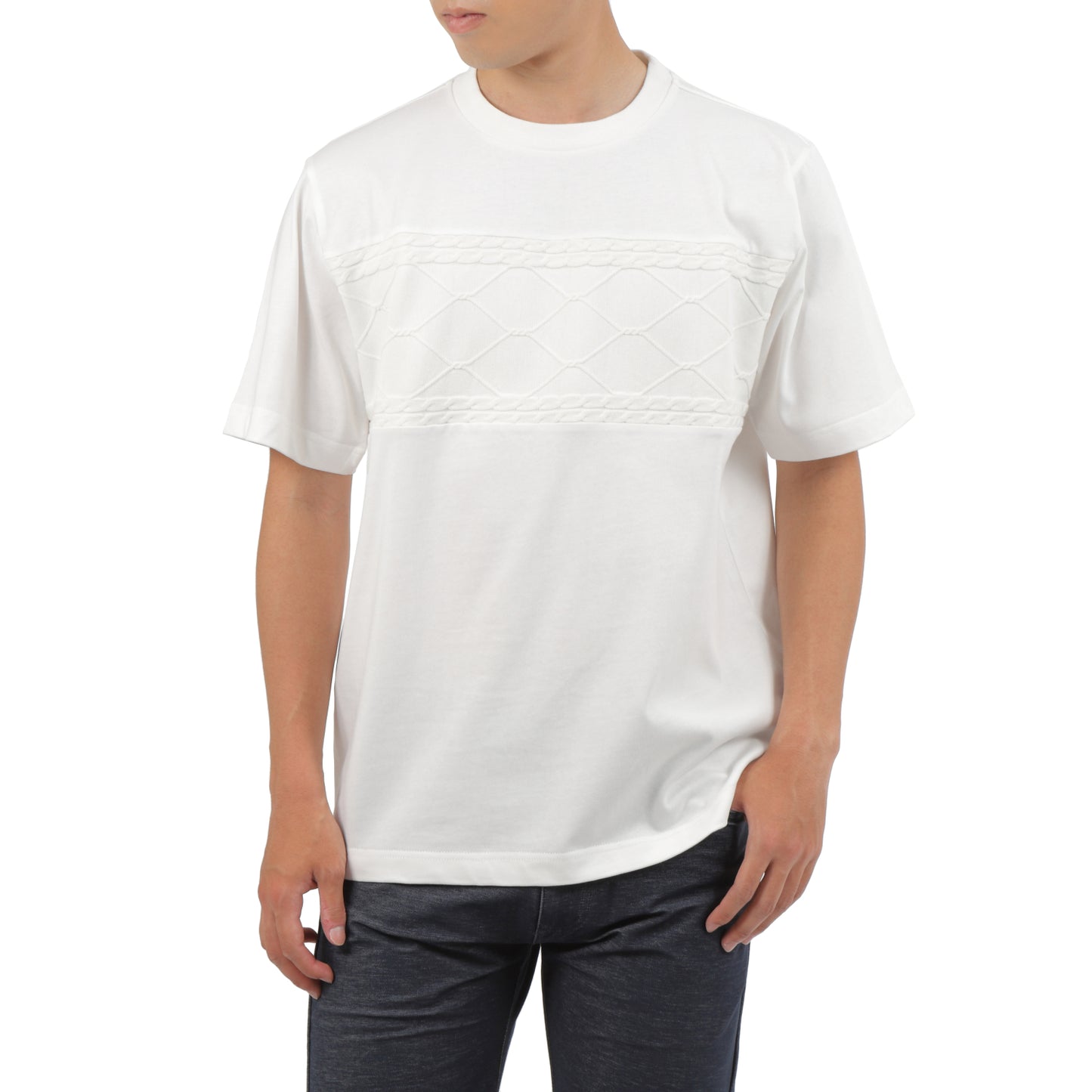 【SALE／50％OFF】VUMPS 前身ニットボーダーTシャツ (WHITE / BLACK)
